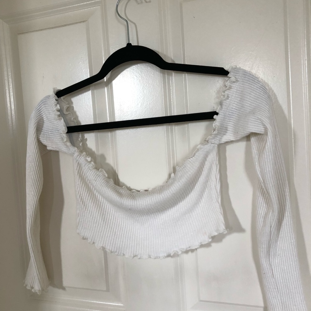 Ribbed cropped off shoulder fashion nova shirt